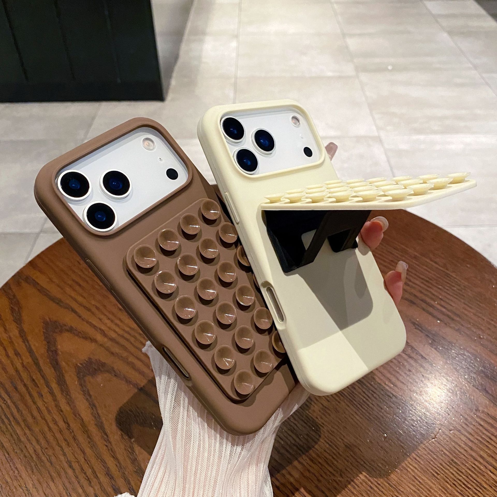 Suction-cup Foldable Stand Case For iPhone 14 to 17